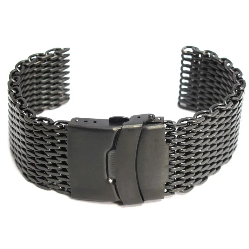 18mm Golden Black Mesh Stainless Steel Bracelet Wrist Watch Band Clasp For Men Women Hot Sale Watch Strap Replacement Watchband