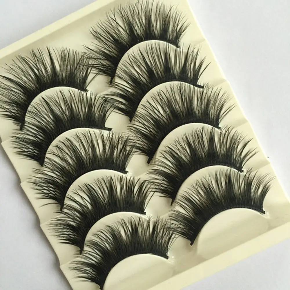 5 Pairs/set Beauty Thick Makeup False Eyelashes Long Black Nautral Handmade Eye Lashes Extension Tools | Красота и здоровье