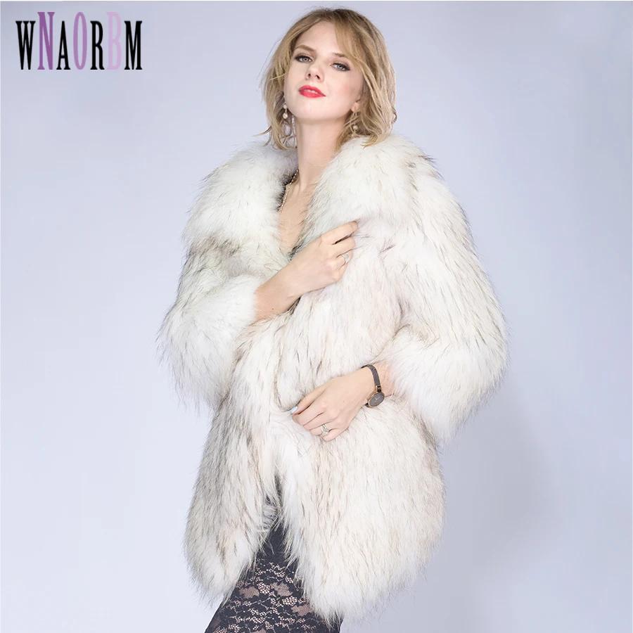 New Winter Autumn Women Real Fur Coat Female Knitted  Raccoon dog fur  Coats Jacket Casual Thick Warm Fashion Slim Overcoat