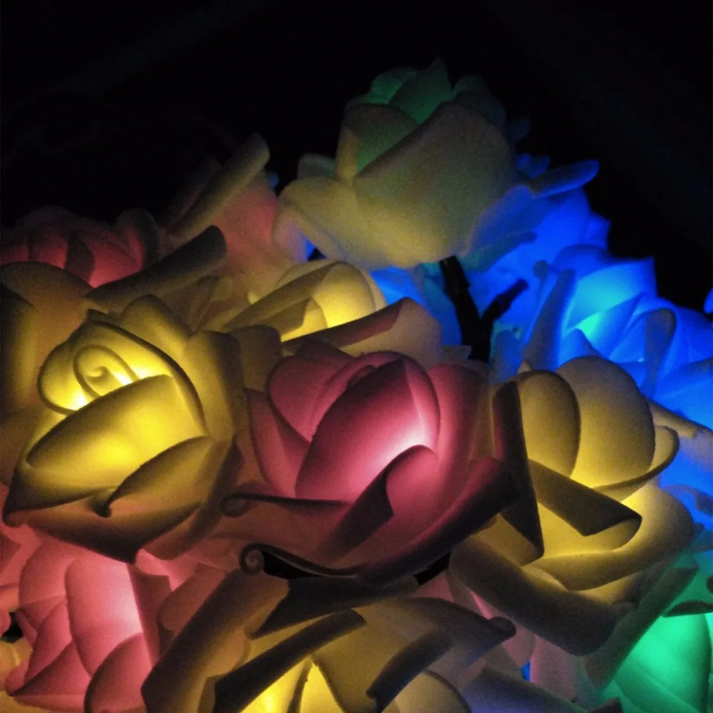 Солнечная Свадьба Розы Цвести Цветок LED Fariy Строка Огни Открытый Партии День
