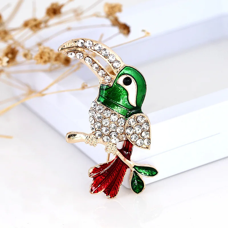 SexeMara Rhinestone Enamel Woodpecker Brooches Women's Alloy Bird Branch Brooch Pins Suits Dress Banquet Jewelry | Украшения и