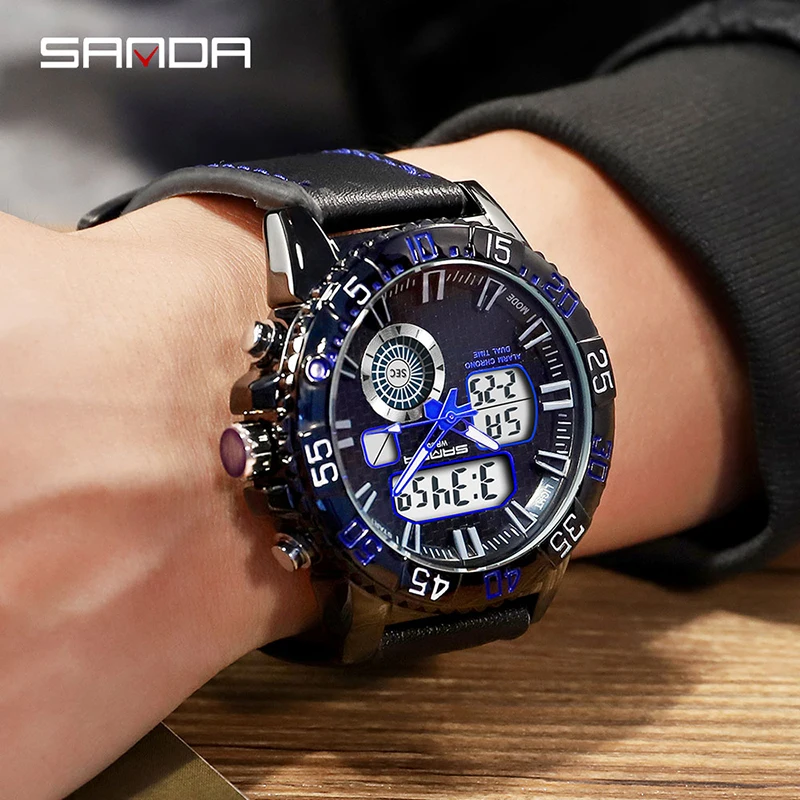 Часы наручные SANDA Мужские кварцевые аналоговые модные спортивные