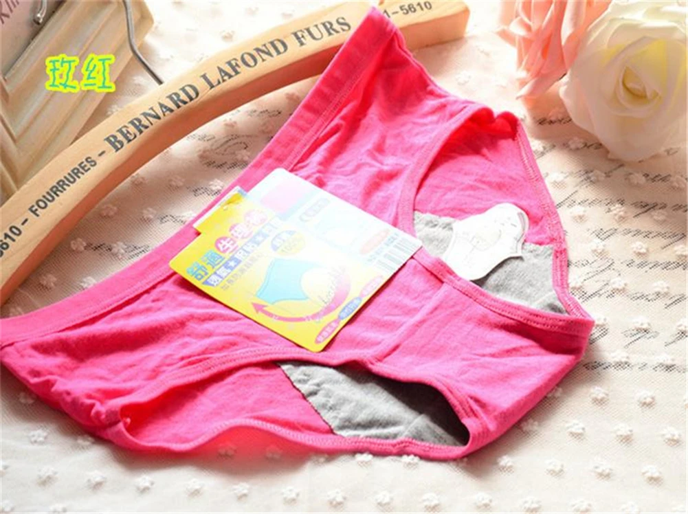 4 Pcs Packed Menstrual Period Cotton Girl Women Briefs Panties Underpants Lingerie Underwear S/M |