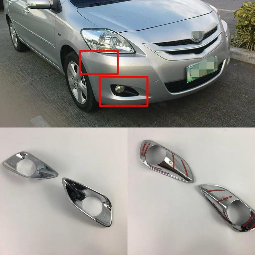 

JanDeNing 2pcs ABS Chrome Front Fog Light Lamp Cover trim For Toyota Vios 2008-2013