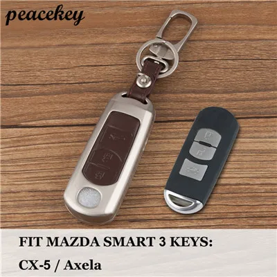 3 button smart Brown Цинковый сплав+ кожаный брелок чехол для дистанционного ключа для автомобилей Mazda 6 Mazda 3 Axela Atenza CX-5 CX5 - Название цвета: 3 button smart Brown