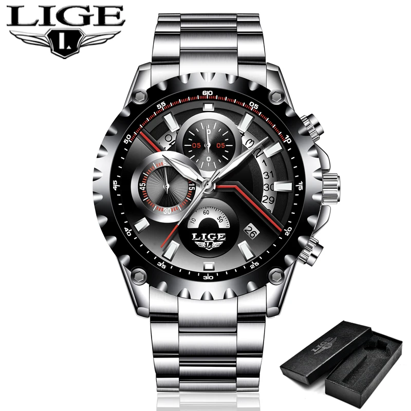 Relogio Masculino для мужчин часы LIGE Модные полые Дизайн Спорт водостойкие кварцевые все