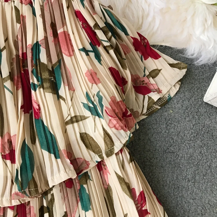 Женские шифоновые Комбинезоны плиссированные комбинезоны с цветочным принтом