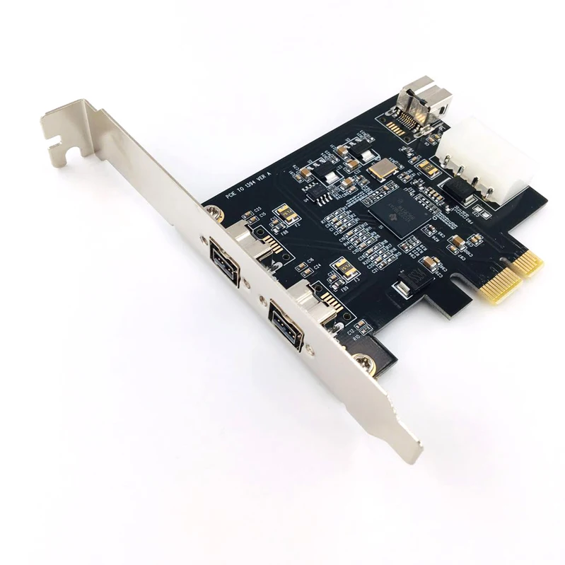 Плата контроллера PCIE Combo 2x 1394b+ 1x 1394a Firewire ports PCI-Express, набор микросхем TI 1394