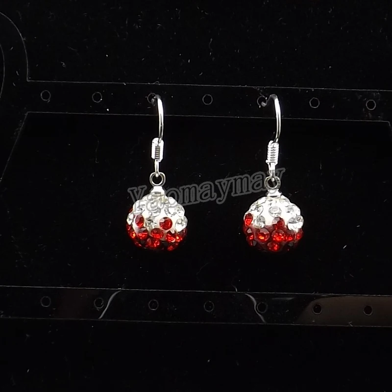 

Wholesale 12 Pairs/Lot Disco Balls Crystal Earrings Gradient Red Free Shipping