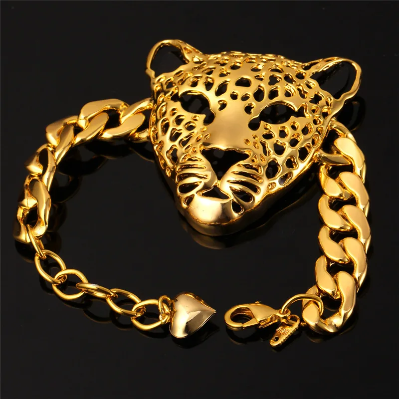 U7 Большой Львиная Голова Браслет Для Женщин /Мужчин Африканские Животное