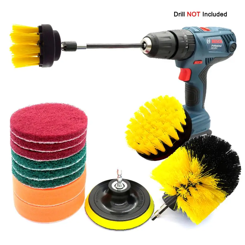 

12PCS/3PCS Car Washer Electric Drill Brush Grout Power Scrubber Cleaning Brush Tub Cleaner Tool Scrubber Washing Brush