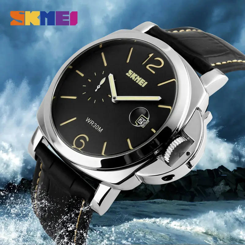 SKMEI для мужчин наручные часы модные повседневное большой циферблат кварцевые