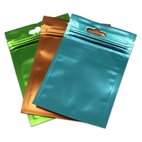 100pcs aluminum foil package bag matte clear plastic zip lock plastic pouches hang hole jewelry electronic accessories mylar bag