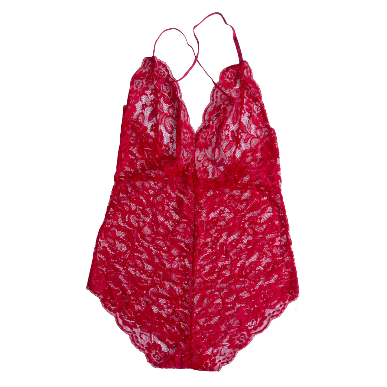 Сексуальное женское нижнее белье, боди Babydoll, нижнее белье с v-образным вырезом, Кружевное боди, сексуальное ночное белье на бретелях, одежда для сна - Цвет: Красный