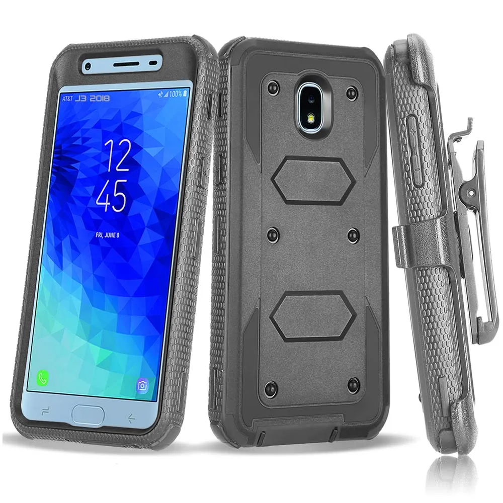 Сверхмощный Чехол-кобура с зажимом для ремня Samsung Galaxy J3 2018/Achieve/J3 V 3rd Gen/Eclipse