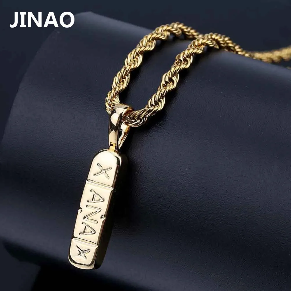 JINAO хип-хоп позолоченное Латунное ожерелье с подвеской Xanax Pill для мужчин и женщин, трендовые ювелирные изделия с тремя цепочками