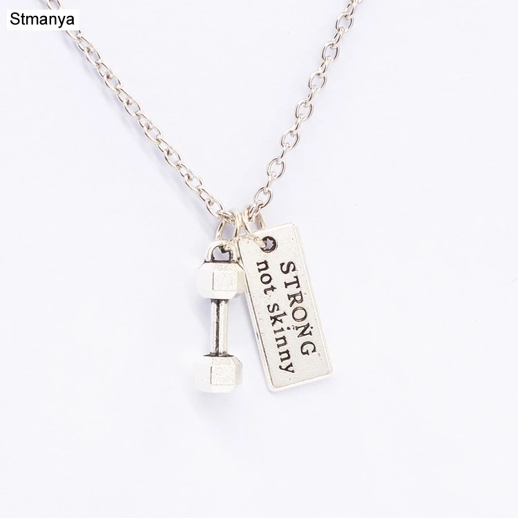 

New Fashion accessories jewelry Dumbbell Fitness Barbell pendant men necklace for women necklaces Couple Gym Jewelry N1150