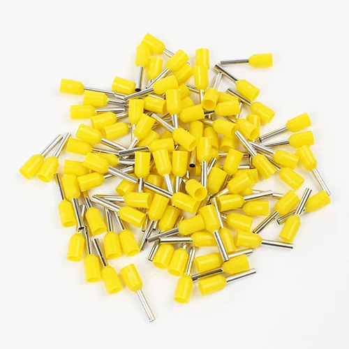 Yellow DIANQI E1008 трубки Изоляционные изолированные клеммы 100 шт./упак. 1MM2 кабель провода разъем изоляционные обжимной терминал разъем для электронных сигарет - Цвет: Yellow
