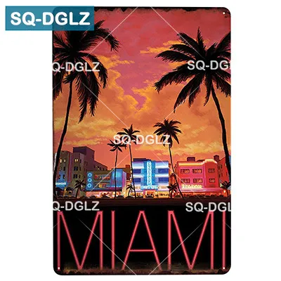 [SQ-DGLZ] Summer Hawaii Metal Tin Sign Aruba Plaque Paint Australia Wall Decor Beach Painting Plaques - Color: 1707