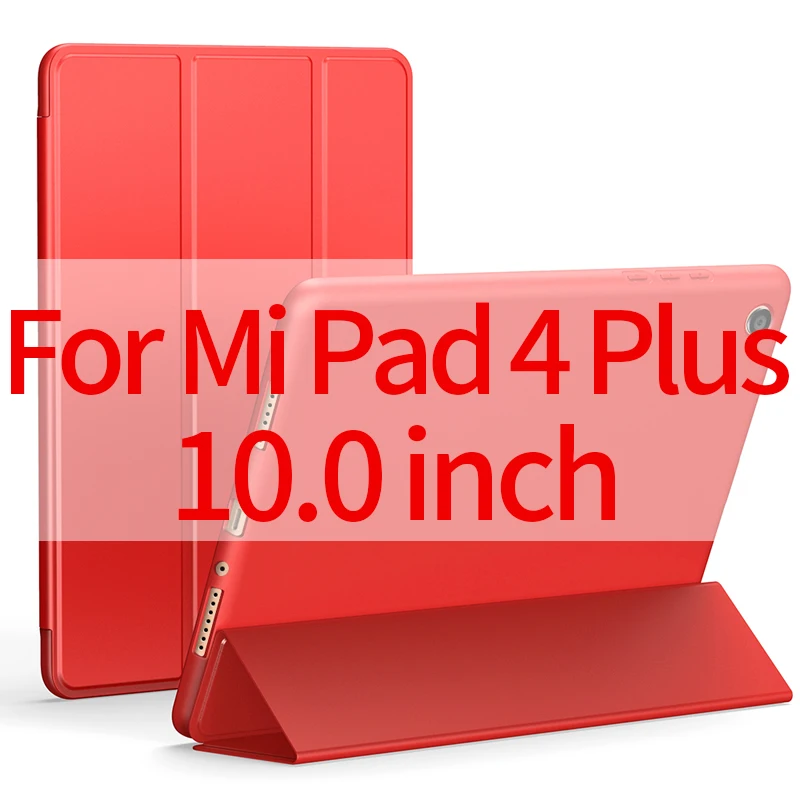 Чехол для Xiaomi Mi Pad 4, 8,0 дюймов, силиконовый смарт-чехол, Магнитный Авто спящий чехол для Xiaomi Mi Pad 4 Plus, 10,0 дюймов, из искусственной кожи чехол - Цвет: 10.0 inch red