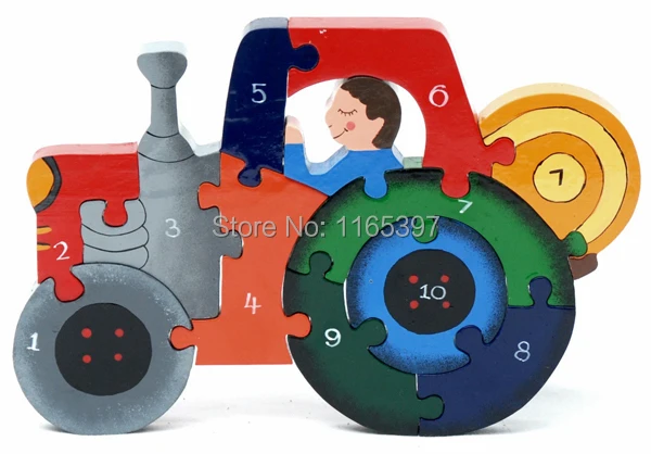 Бесплатная доставка 1 шт. детская деревянная головоломка трафик поезд грузовик с