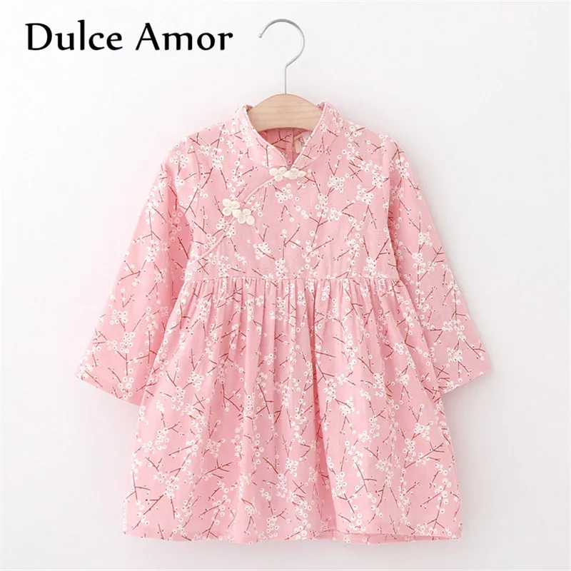 

Dulce Amor Girls Dress 2018 Newest Autumn Floral Print Long Sleeve Kids Dresses For Girls Casual Princess Dress Girl Clothing