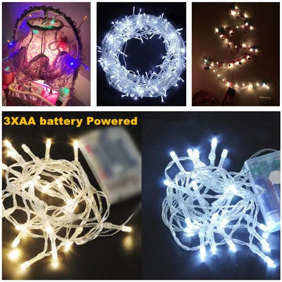 2 м светодиодный светящиеся гирлянды на Рождество Батарея приведенный в действие