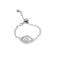 silver color turkish evil eye charm ring delicate adjust chain women comfirm chic fashion jewelry lucky sign trendy midi rings
