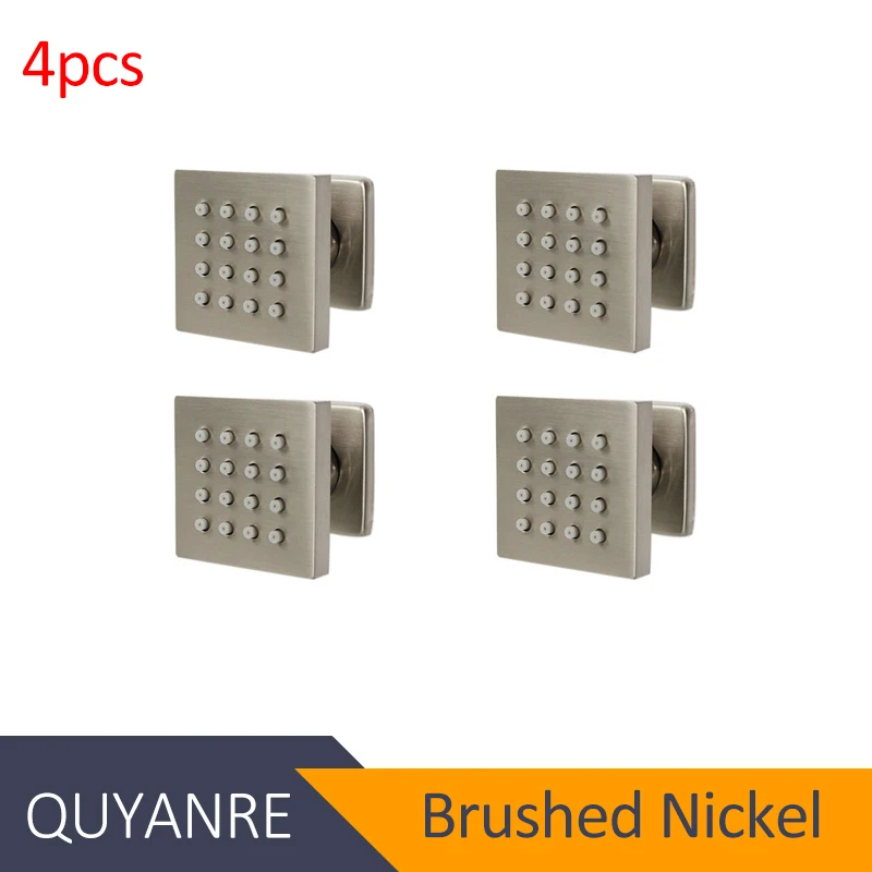 4pcs Brushed Nickel Quyanre 6cs Душ массаж тела спрей струи для ванны спа массаж струи распылитель аэрозоли латунь Chorros душ - Цвет: 4pcs Brushed Nickel