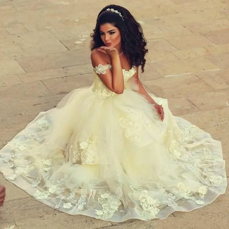 Robe de mariage Роскошные арабские платья принцессы светло-желтые свадебные платья свадебное платье Бальные платья Vestido De Noiva изготовление на заказ
