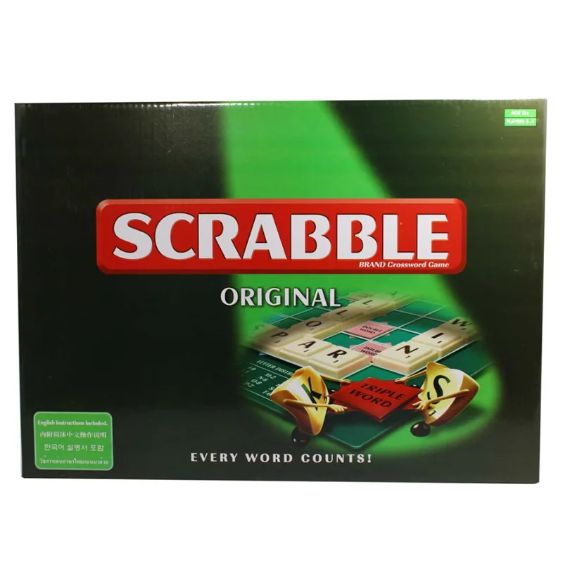 Scrabble English 6 моделей Английский Французский Испанский Эрудит игры детские кроссворды детская доска орфография Настольная Игра Пазл учебное средство слова - Цвет: Scrabble English