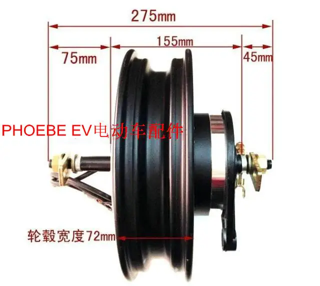 10 дюймов BLDC мотор 48v60v72v 500w800w1000w 1500w барабан/дисковый тормоз с 10*3 или 5 покрышки