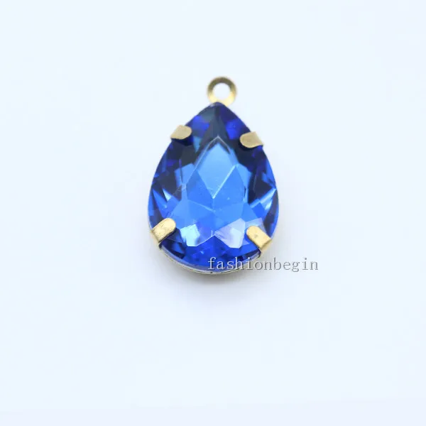 mid sapphire 20p 10x14 мм каплевидные хрустальные стразы граненые в рамке Стеклянные Подвески соединители ожерелье серьги фурнитура 1 петля Подвески Бусины - Цвет: mid sapphire