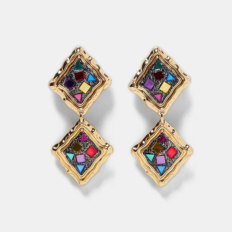 Multicolored 6 Best lady ZA очаровательные разноцветные Висячие серьги для женщин богемные Свадебные вечерние ювелирные изделия богемные рождественские подарки Лидер продаж - Окраска металла: Multicolored 6
