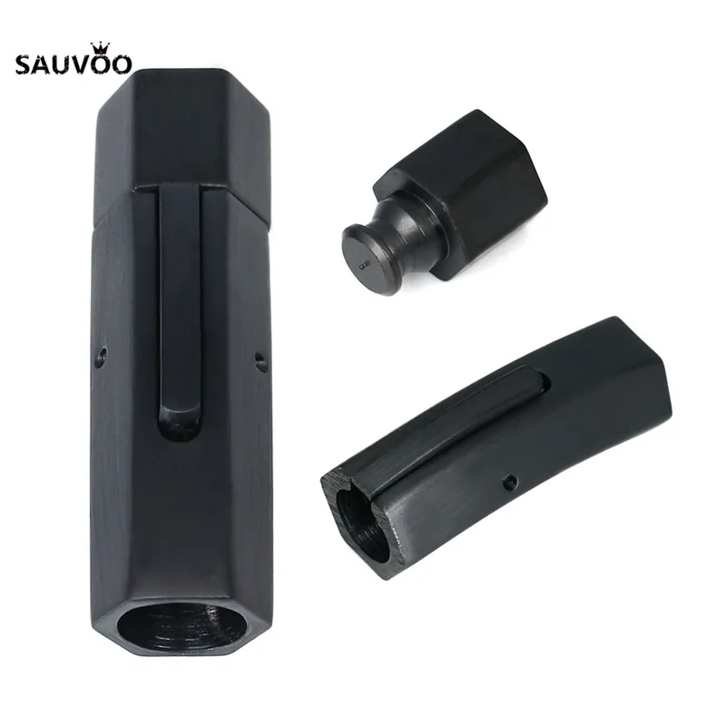 Черный металлический разъем из нержавеющей стали для кожаного шнура 6 мм