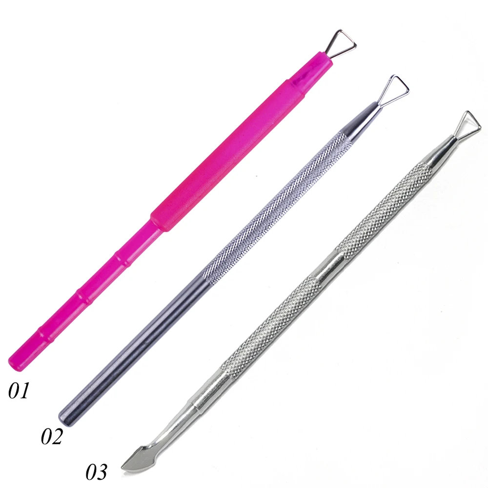 1pcs Optional Remover Polish UV Gel Manicure Nail Tool Stainless Steel Triangle Stick Rods Cuticle Clean Remover Wet Paper CH657