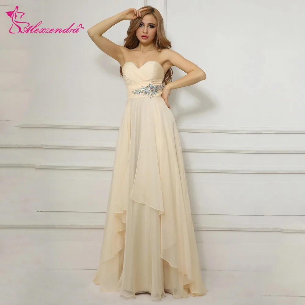 

Alexzendra расшитый бисером цвета шампань шифоновые трапециевидные Выпускные платья милое длинное вечернее платье