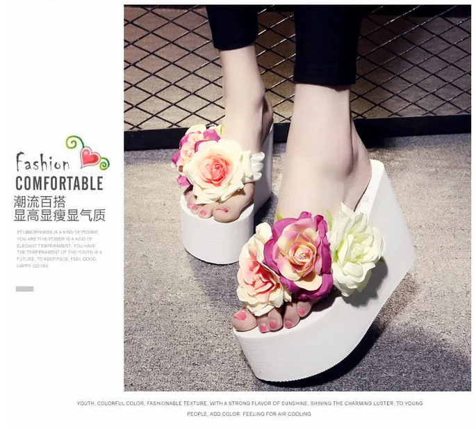 Женская обувь; Лидер продаж; однотонные вьетнамки на танкетке; женская обувь; коллекция года; Летняя обувь; пляжные сандалии на высоком каблуке; женская обувь на толстом высоком каблуке