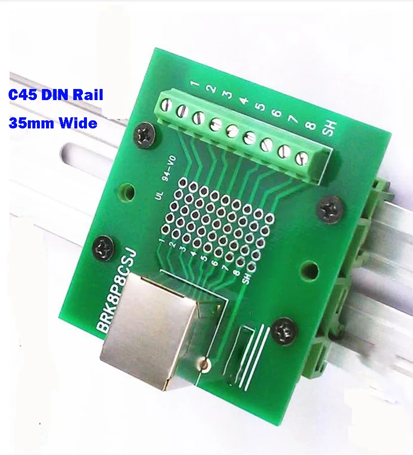 2 шт. правый угол RJ45 rj45 Breakout Lan Ethernet PCB плата интерфейс терминал порт C45 DIN рейку