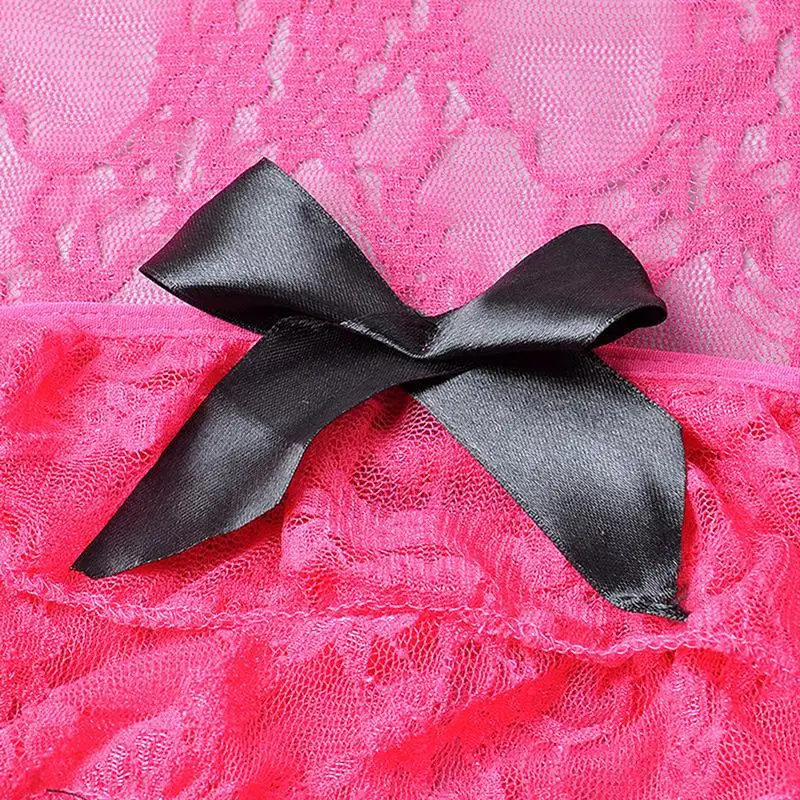 Женское сексуальное кружевное мини платье розовая ночная сорочка стринги секс