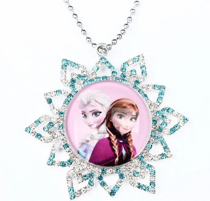 Nice Girl Necklace Anna Elsa Sister Design Full Rhinestone Snow Flake Charm Kids Child Best Birthday GiftAccessoriesWX1 | Украшения и