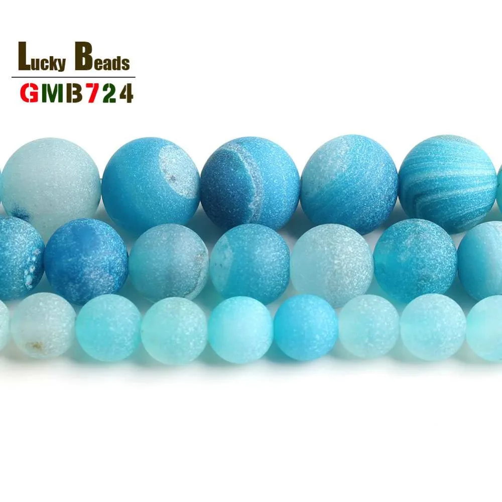 Round Bead Ball Blue smile Cracked Stone Beads Dull Polished Matte For DIY Necklace Bracelets Jewelry Making 15&quot 6 8 10mm | Украшения и