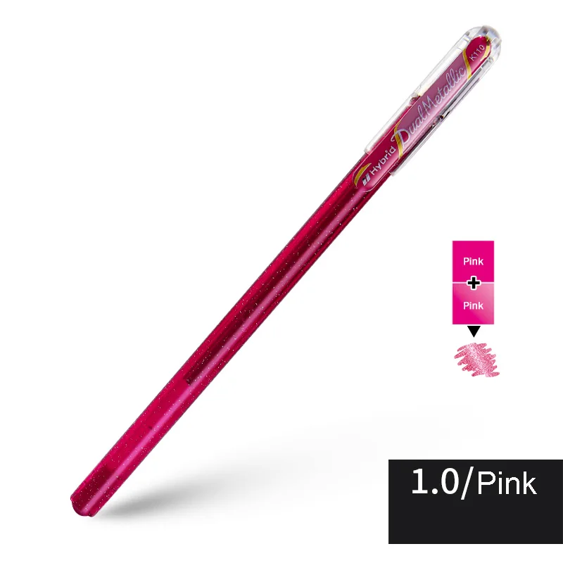 Pentel, двойные гибридные металлические ручки, сверкающие, жидкий гель, роликовый шар, художественный маркер, 1,0 мм, смелый, для черного цвета, украшение для открыток, рисунок - Цвет: K110-Pink