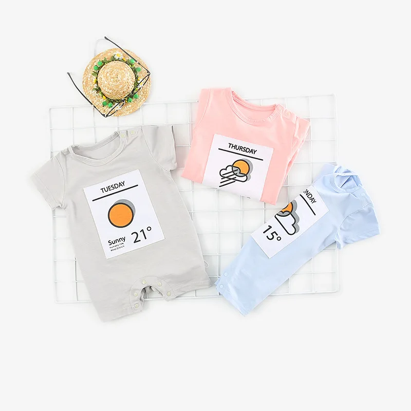 Одежда для малышей с короткими рукавами стикеры Детская одежда комбинезон