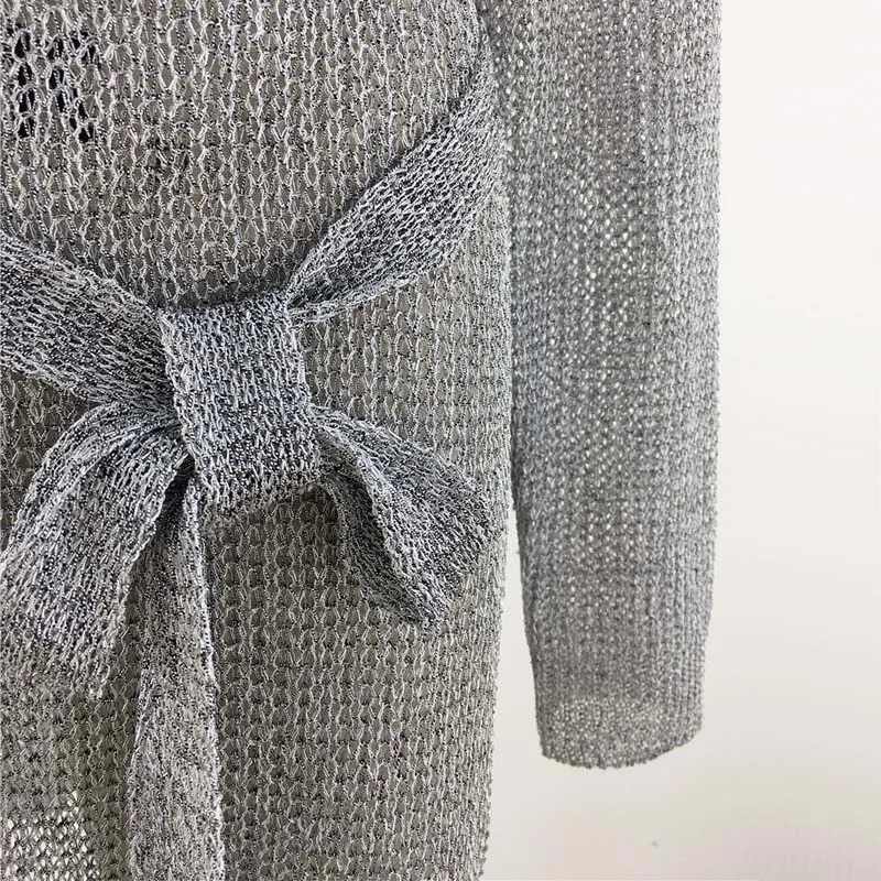 Ellacey 2019 Autumn Winter Knitting Women Sweaters Cardigan Casual Loose Gray Knitted Coat Open Stitch Long |