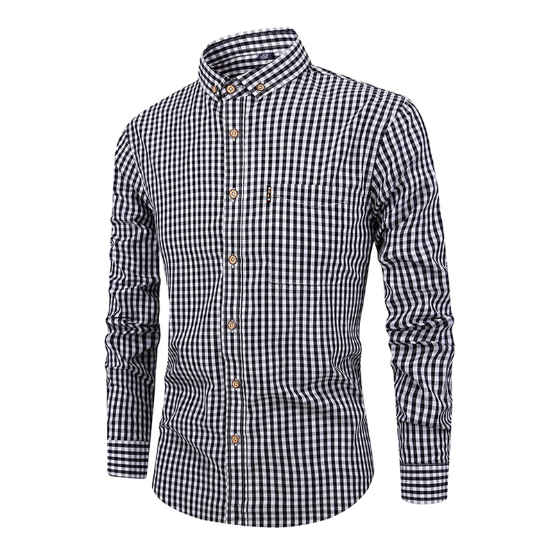

High Quality Men Shirt 100% Cotton Dress Shirt Long Sleeved Fashion Causal Slim Fit Male Chemise Homme