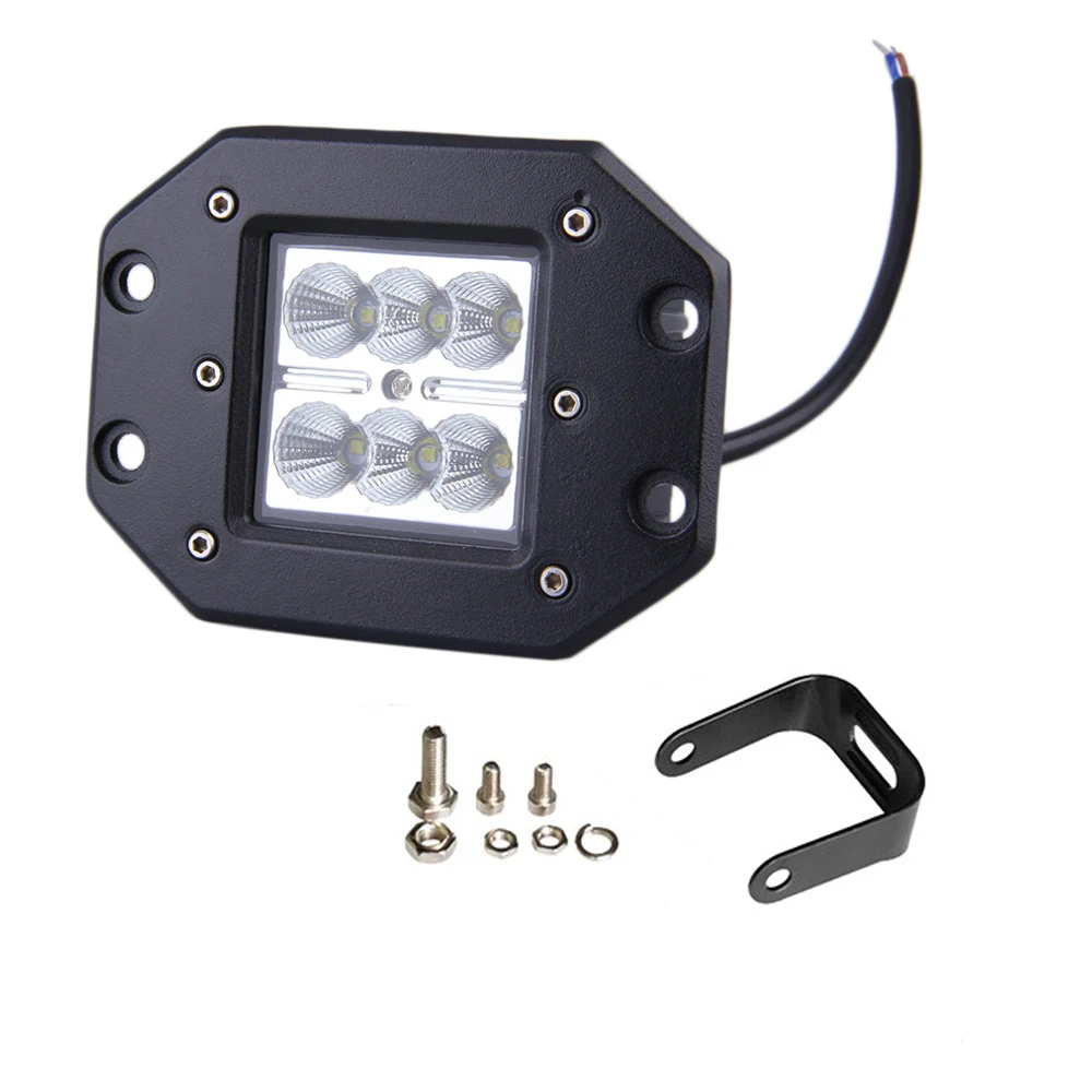 Honzdd 2pcs 18w 4Inch Flush Mount Led Work Flood Beam Daytime Running Light Offroad Truck Boat Atv Utv 12V 24V Car | Автомобили и