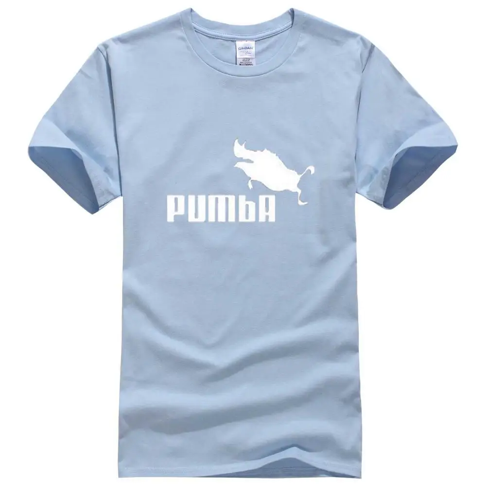 Забавные милые футболки homme Pumba, мужские хлопковые топы с короткими рукавами, крутая футболка, милый кавайный летний Трикотажный костюм, футболка - Цвет: 9017 light blue