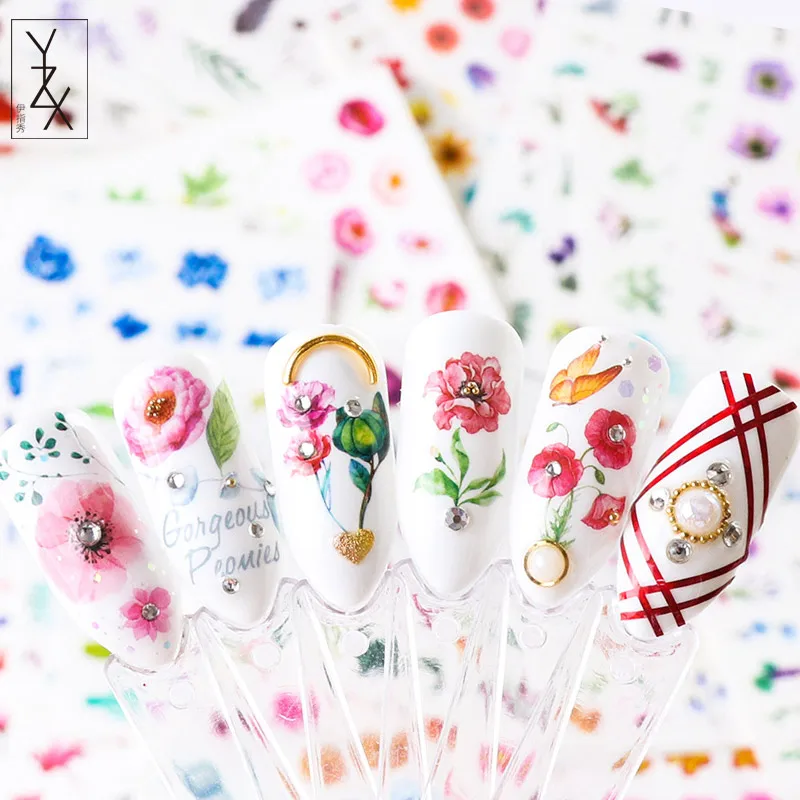 YiZhiXiu 1 комплект переноса воды Стикеры Nail Art Таблички Гвозди DIY обертывания советы животных перо цветок черный Цепочки и ожерелья конструкции ювелирных изделий