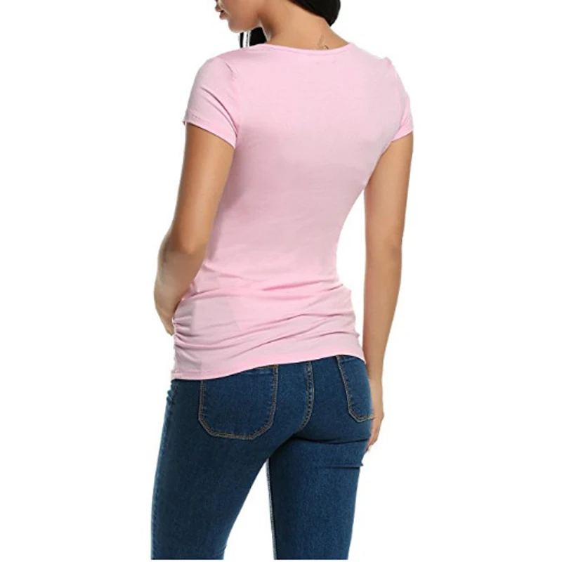 

Summer Fashion Mulit Candy Color Nursing Design Clothes for pregnant women Casual Short Sleeve female T-shirt for pregnant 8013